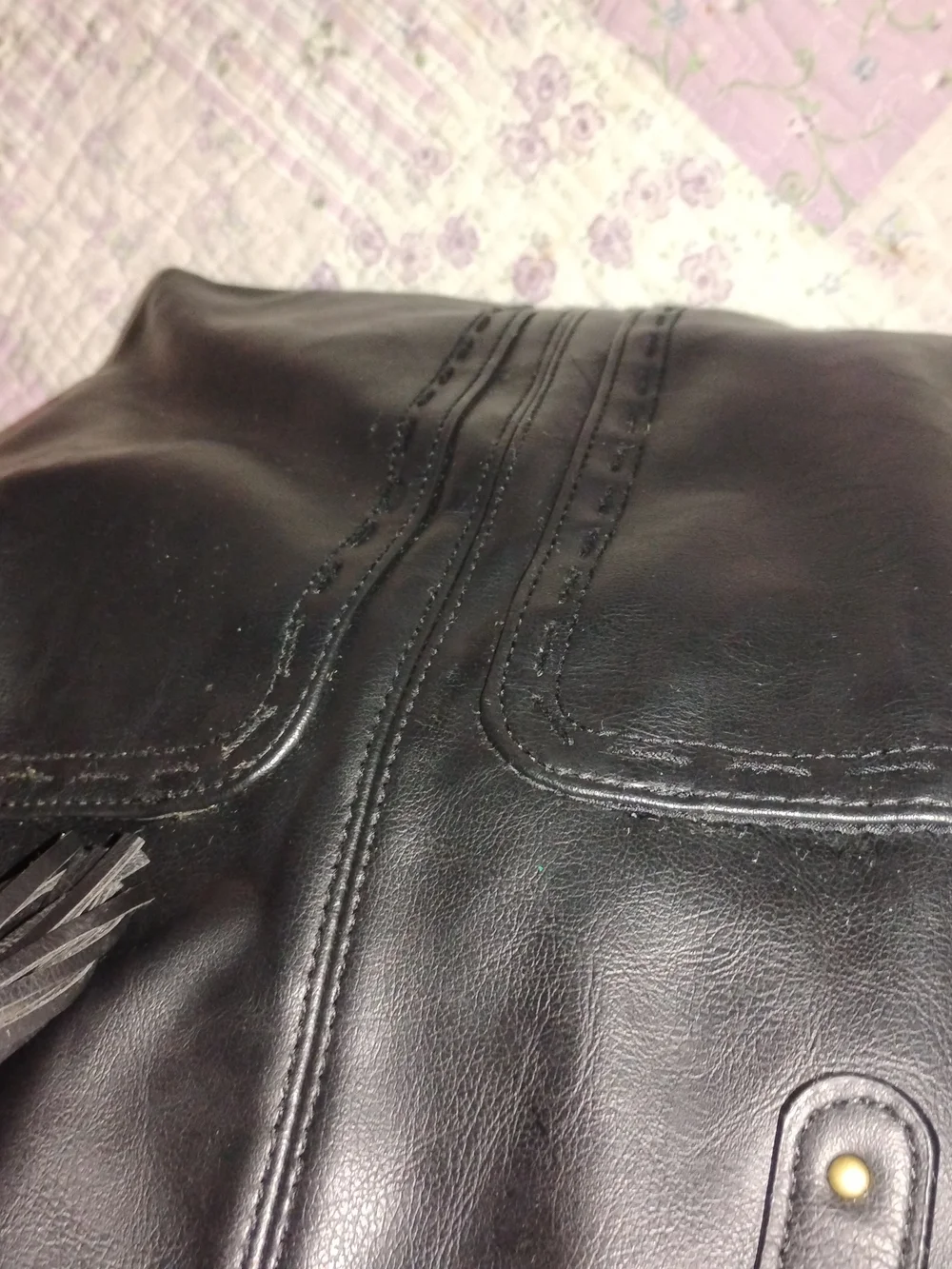 Black Leather Tote Bag with Matching Wallet - Women's Bags